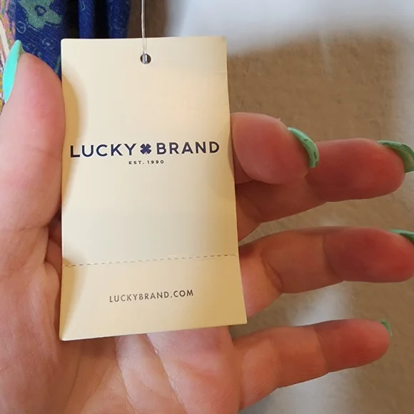 NWT Lucky Brand Persian Carpet Scoop Neck Short Sleeve Tee Shirt Navy XL - Picture 12 of 16